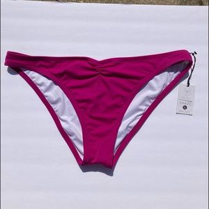 Shade & Shore Bikini Bottom Large 12-14  Pink Extra Cheeky V Front High Leg NWT